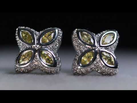 Yellow Diamond Clover Ear Studs