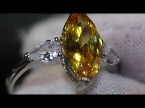 Load and play video in Gallery viewer, yellow marquise diamond ring
