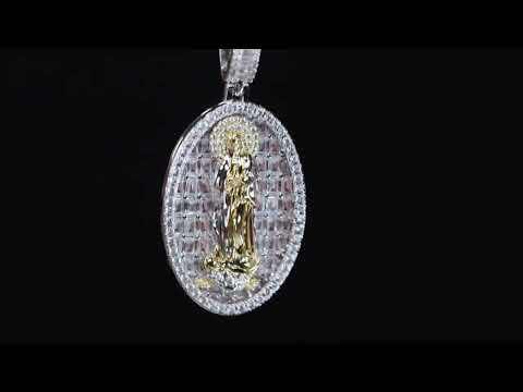 Baguette Diamond Virgin Mary Pendant