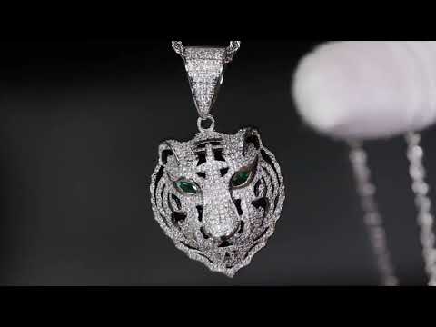 Load and play video in Gallery viewer, iced out tiger pendant
