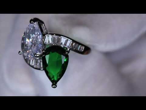 Green Pear Cut Diamond Ring