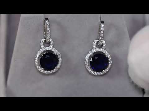 Load and play video in Gallery viewer, Sapphire blue diamond earrings
