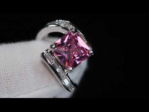 Load and play video in Gallery viewer, Pink Princess Cut Diamond Ring
