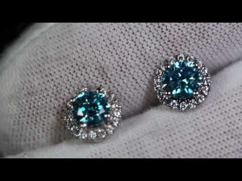 Aquamarine Blue Moissanite Diamond Ear Studs