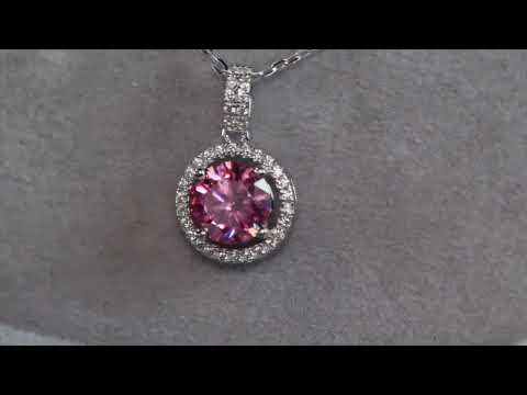 Load and play video in Gallery viewer, Pink Moissanite Diamond Pendant
