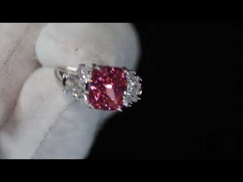 Load and play video in Gallery viewer, Pink Baguette Diamond Ring
