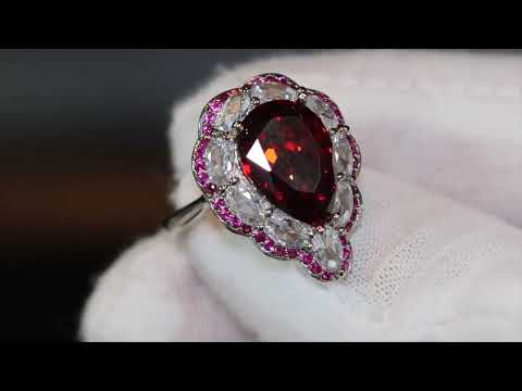 red pear cut diamond ring