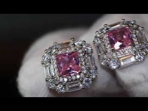 Pink Diamond Ear Studs