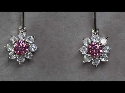 Pink Moissanite Diamond Snowflake Earrings