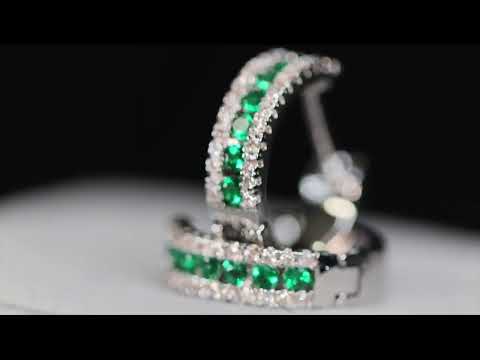 Load and play video in Gallery viewer, Mens Green Diamond Hoop Earrings
