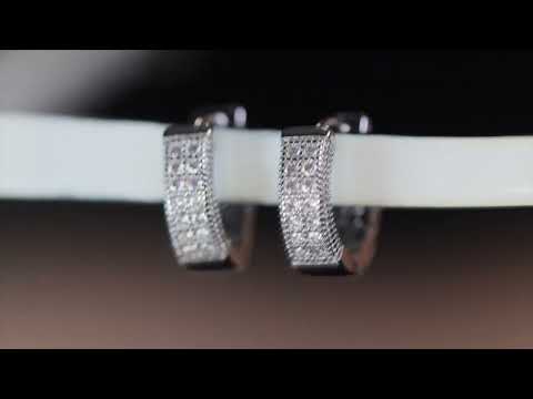 Mens Silver Diamond Hoop Earrings