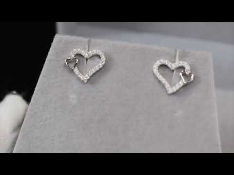 Moissanite Diamond Heart Ear Studs