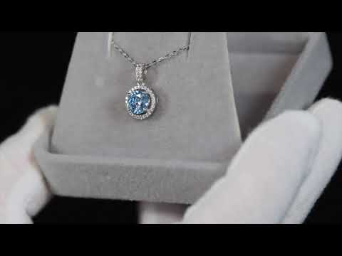 Load and play video in Gallery viewer, Blue Moissanite Diamond Pendant
