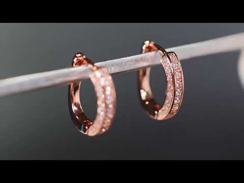 Small rose gold diamond hoop earrings