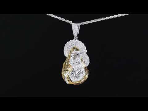 Baguette Diamond Virgin Mary Pendant