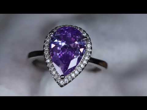 Purple Pear Cut Diamond Ring