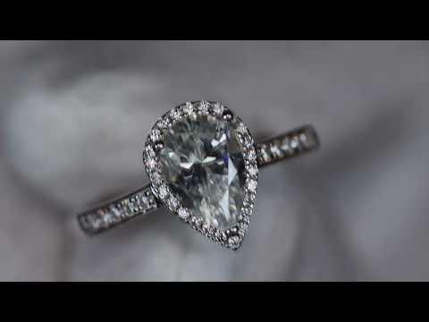 Womens Pear Cut Moissanite Diamond Engagement Ring