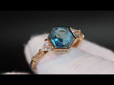 Teal blue diamond ring