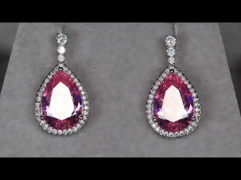 Load and play video in Gallery viewer, Pink Pear Cut Diamond Earrings
