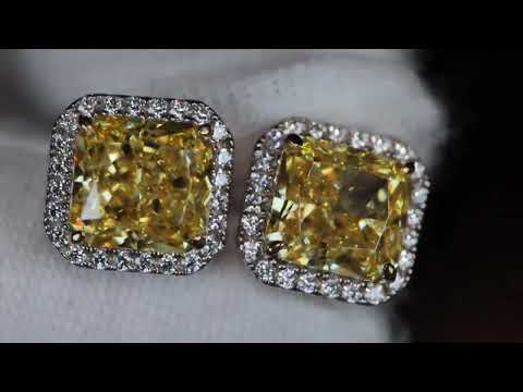 Load and play video in Gallery viewer, yellow diamond ear studs
