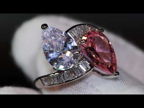 Pink pear cut diamond ring