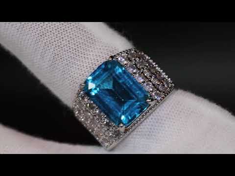 Blue Emerald Diamond Ring