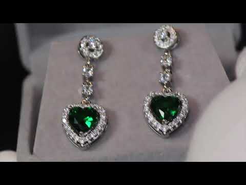 Womens green diamond earrings