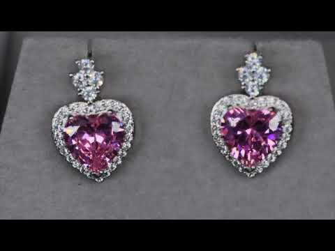 Pink Heart Diamond Ear Studs