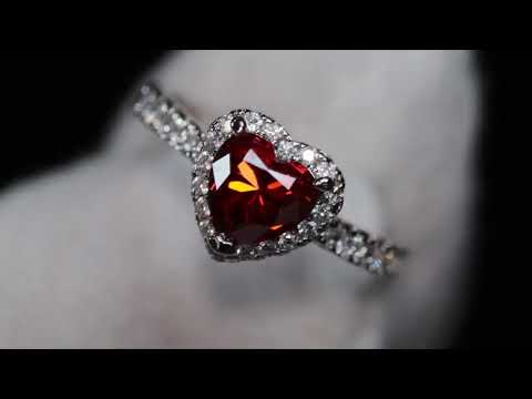 Red Moissanite Diamond Heart Ring