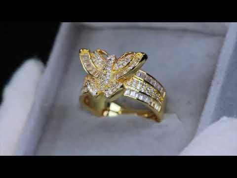 Load and play video in Gallery viewer, Gold Diamond Butterfly Ring
