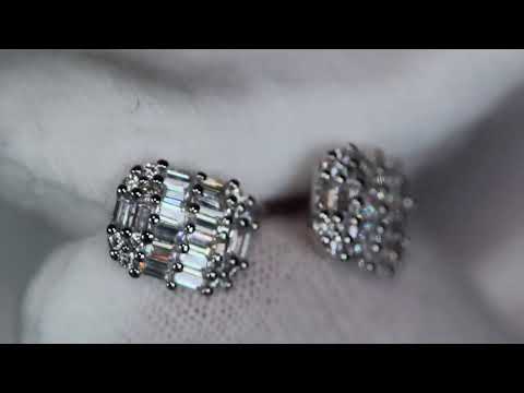 Load and play video in Gallery viewer, Womens Baguette Cut Diamond Ear Studs
