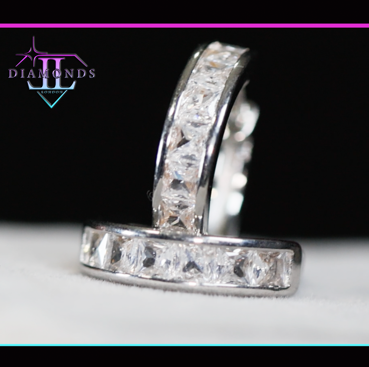 Princess Cut Diamond Hoop Earrings