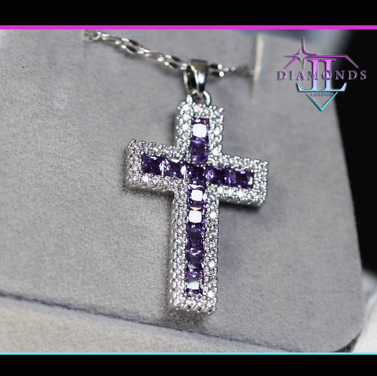 Purple Diamond Cross Pendant