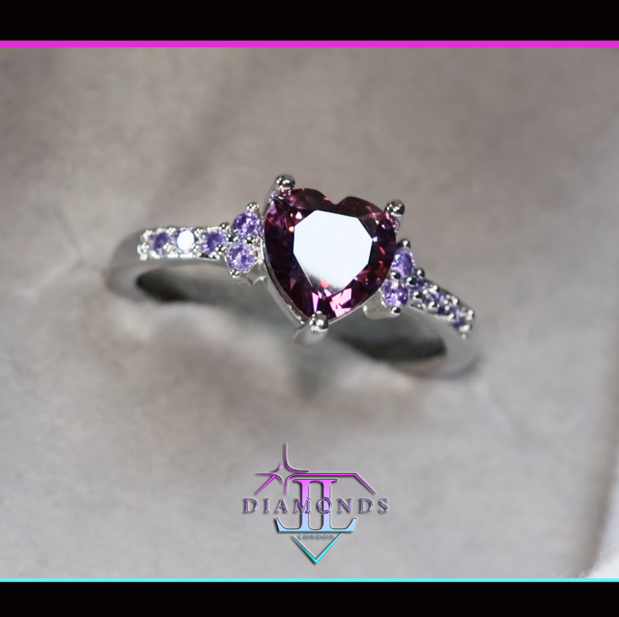 Purple Diamond Heart Ring