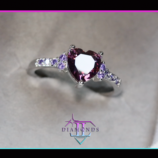 Purple Diamond Heart Ring