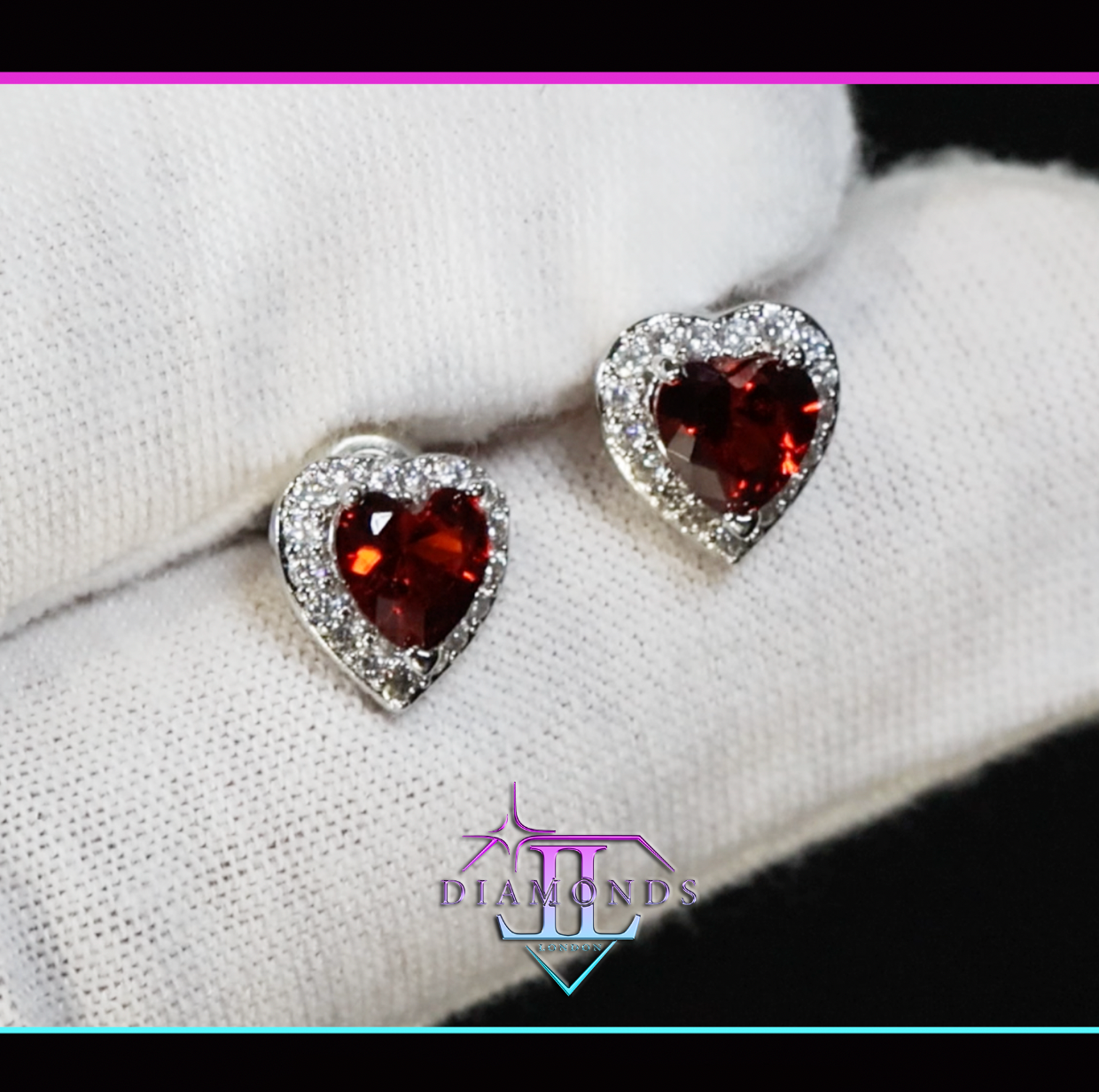 Red Heart Cut Diamond Earrings