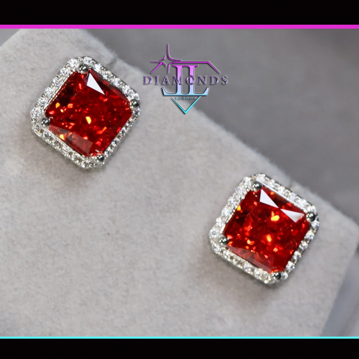 Mens Red Diamond Ear Studs