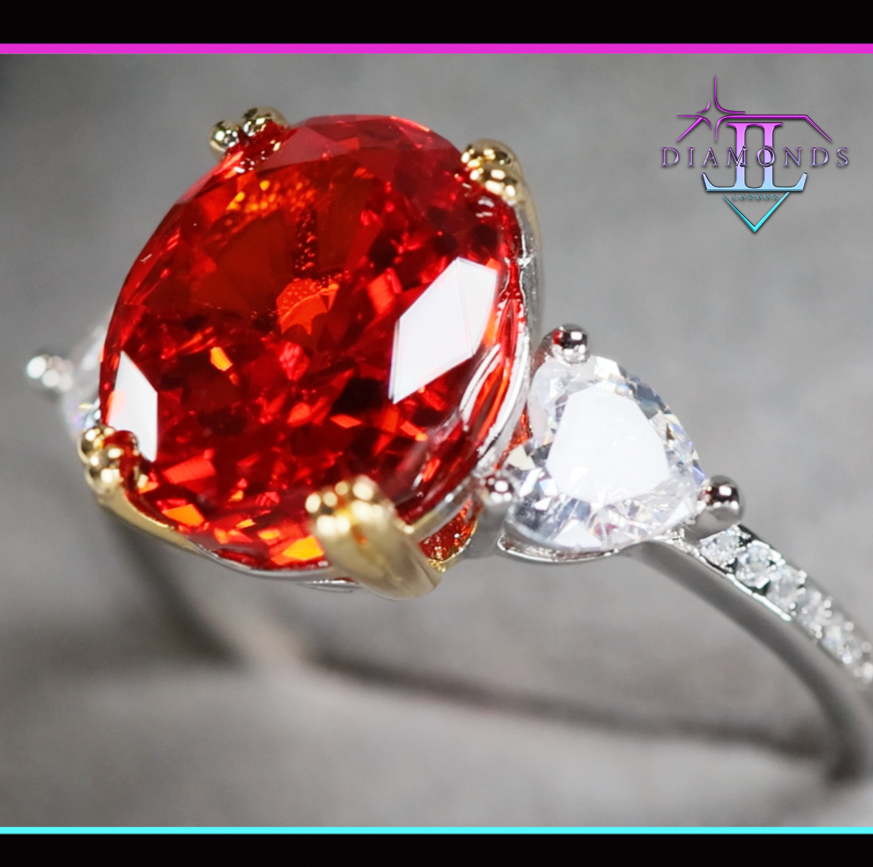 Red Oval Diamond Ring