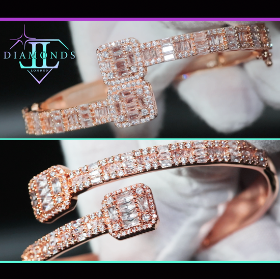 Rose Gold Bracelet | Iced Out Bracelet | Rose Gold Baguette Cut Diamond Bracelet