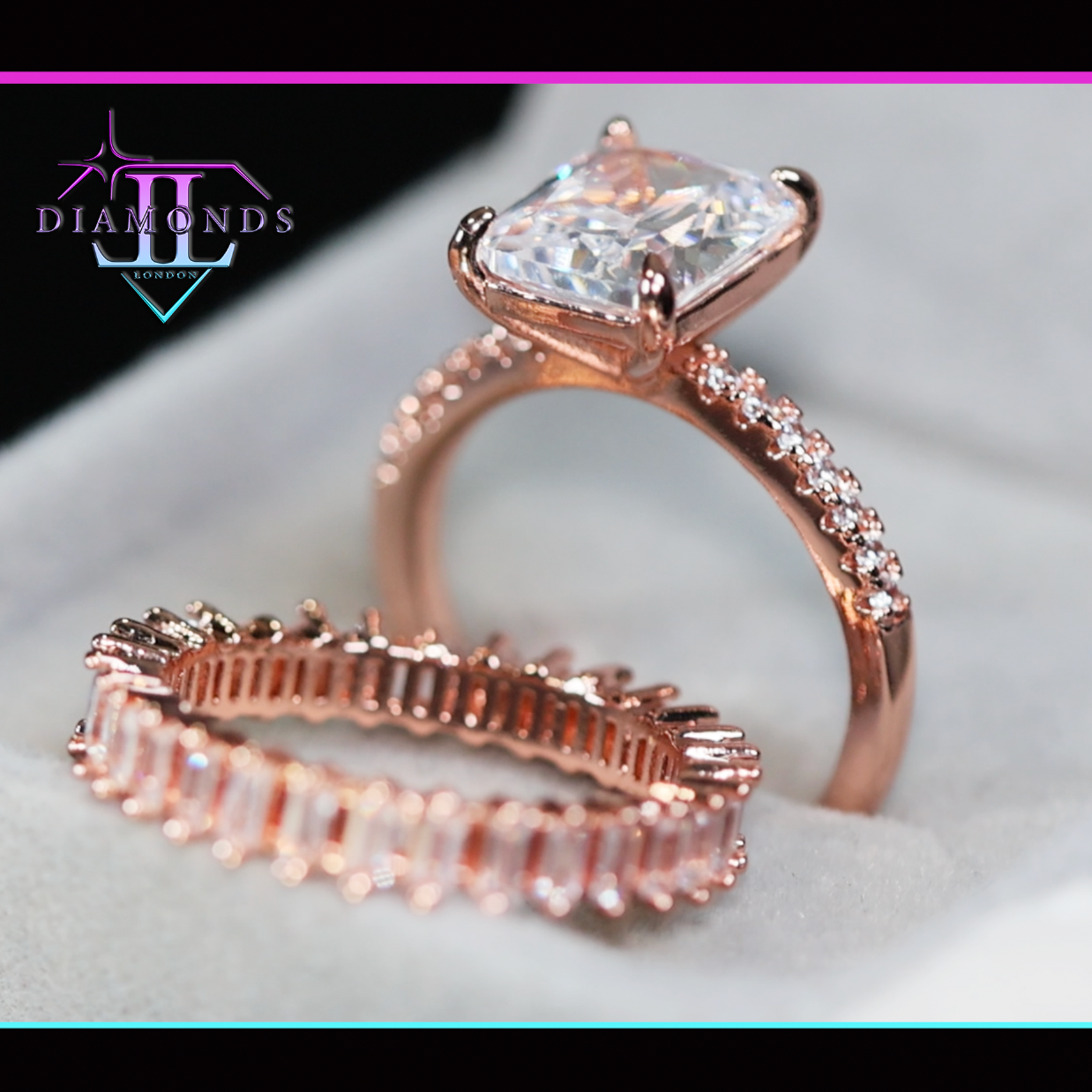 Rose Gold Wedding Ring Set