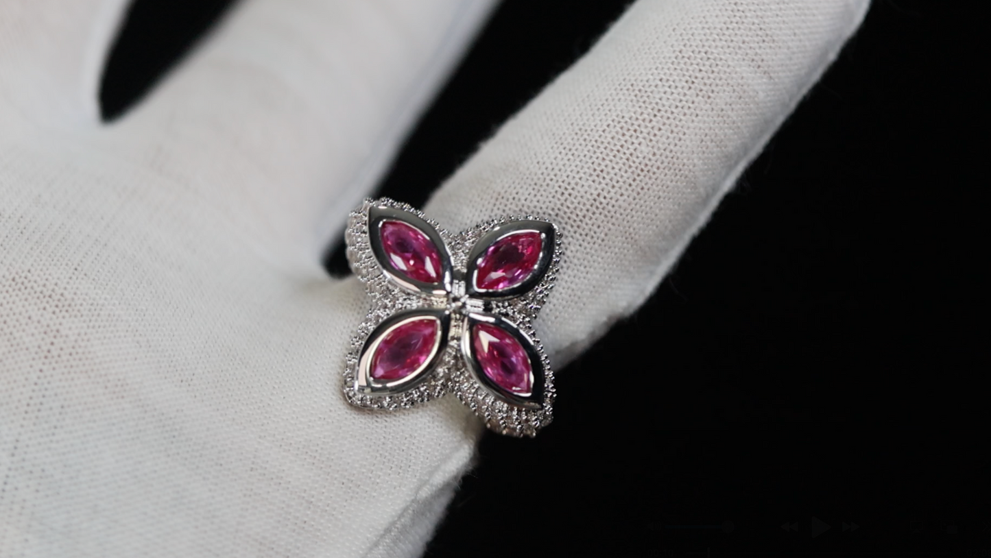 Pink Gemstone Hip Hop Ring