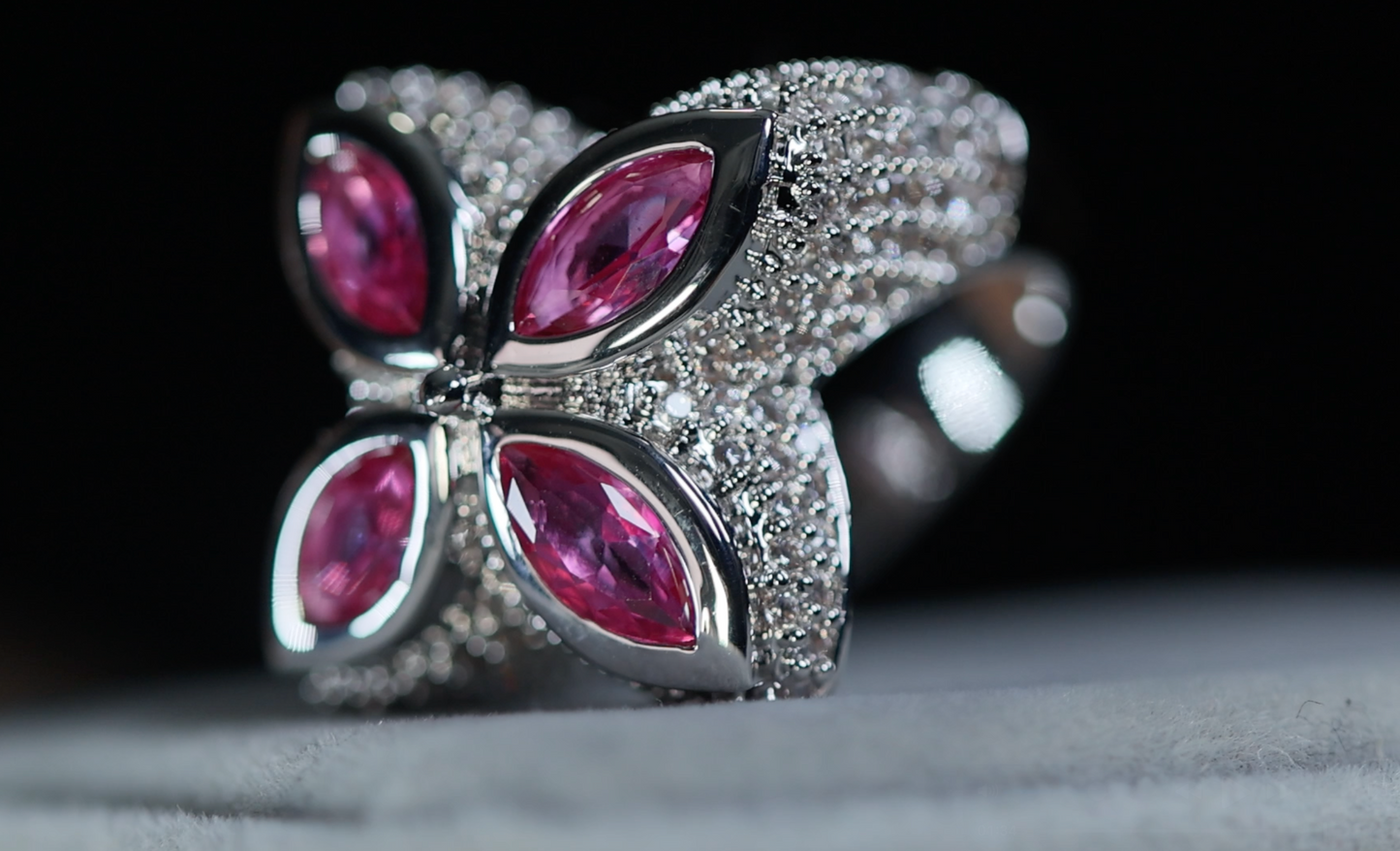 Pink Diamond Cross Ring