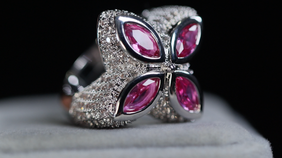 Pink Diamond Clover Ring