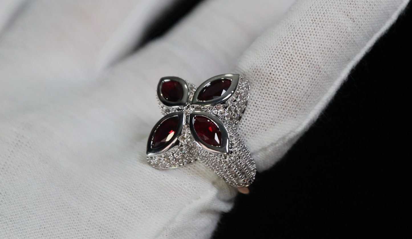 Men's Red Moissanite Ring