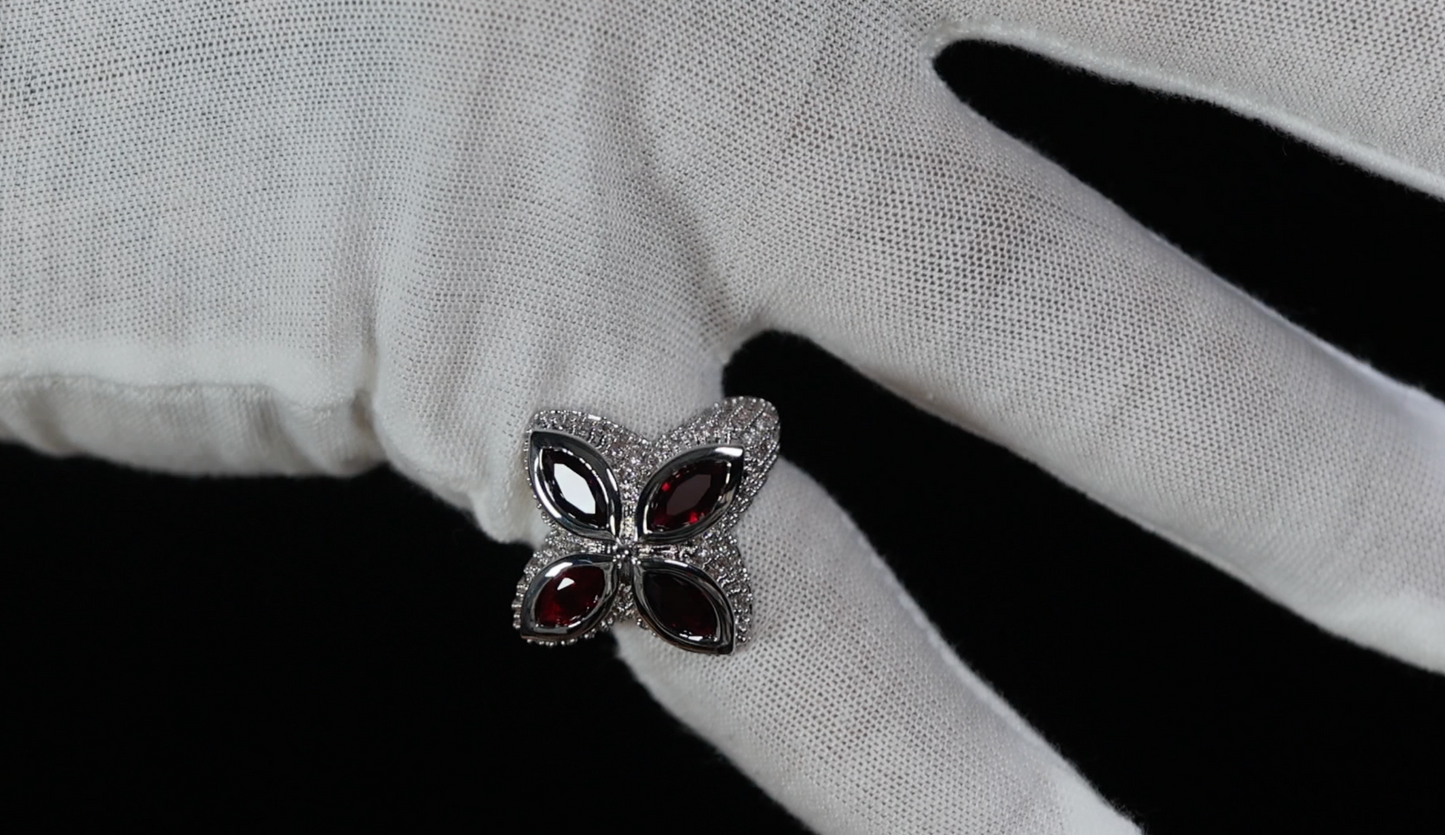 Men's Red Diamond Cross Ring