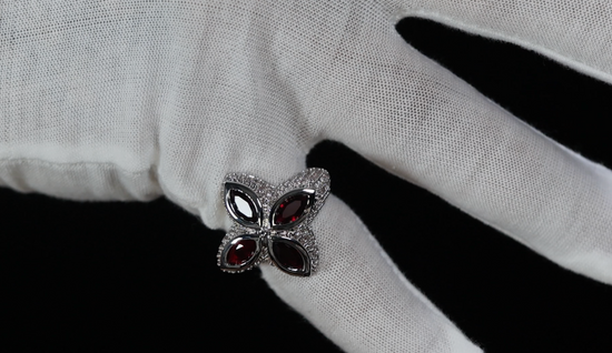 Men's Red Diamond Cross Ring