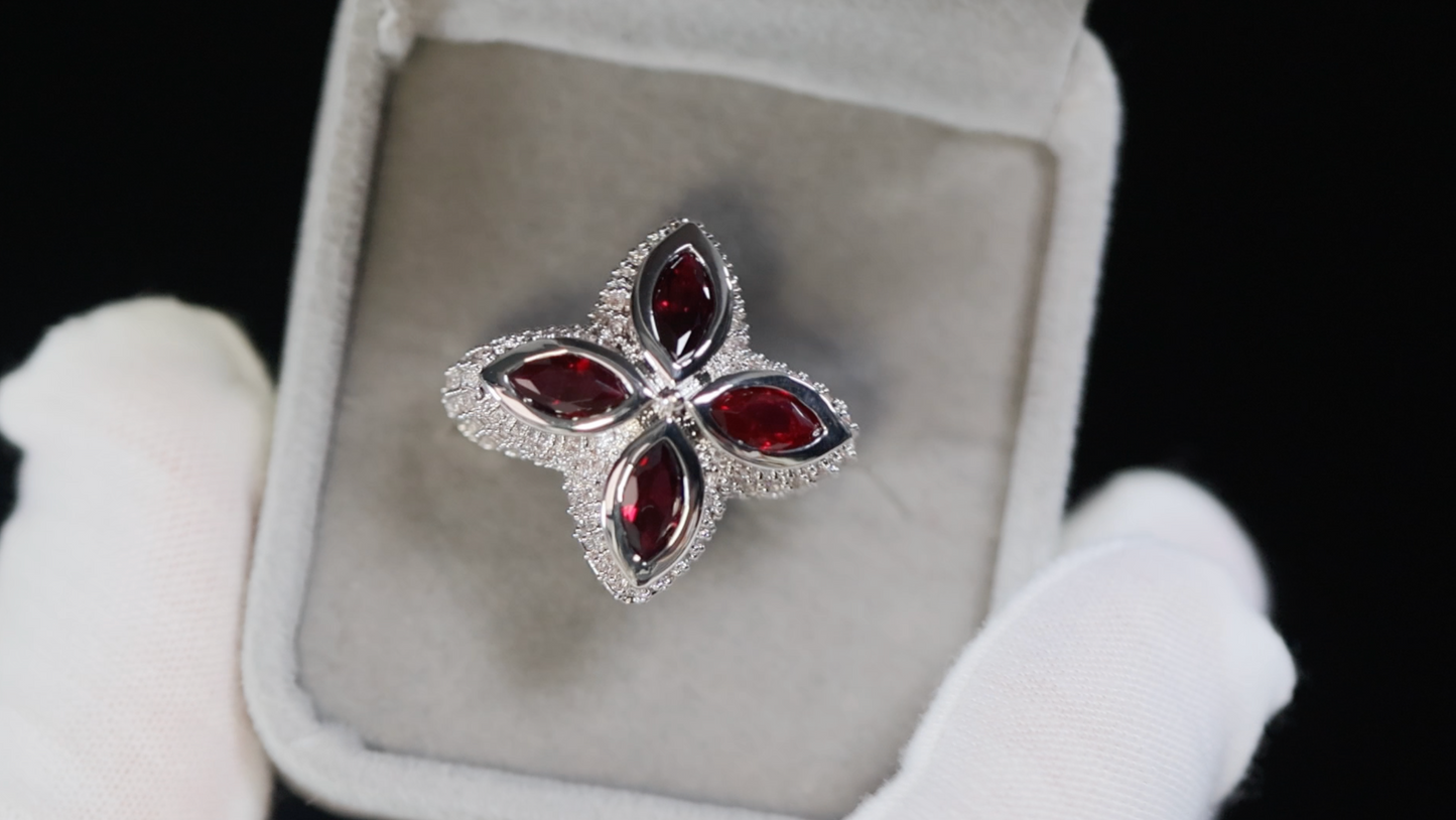 Men's Red Diamond Hip Hop Ring