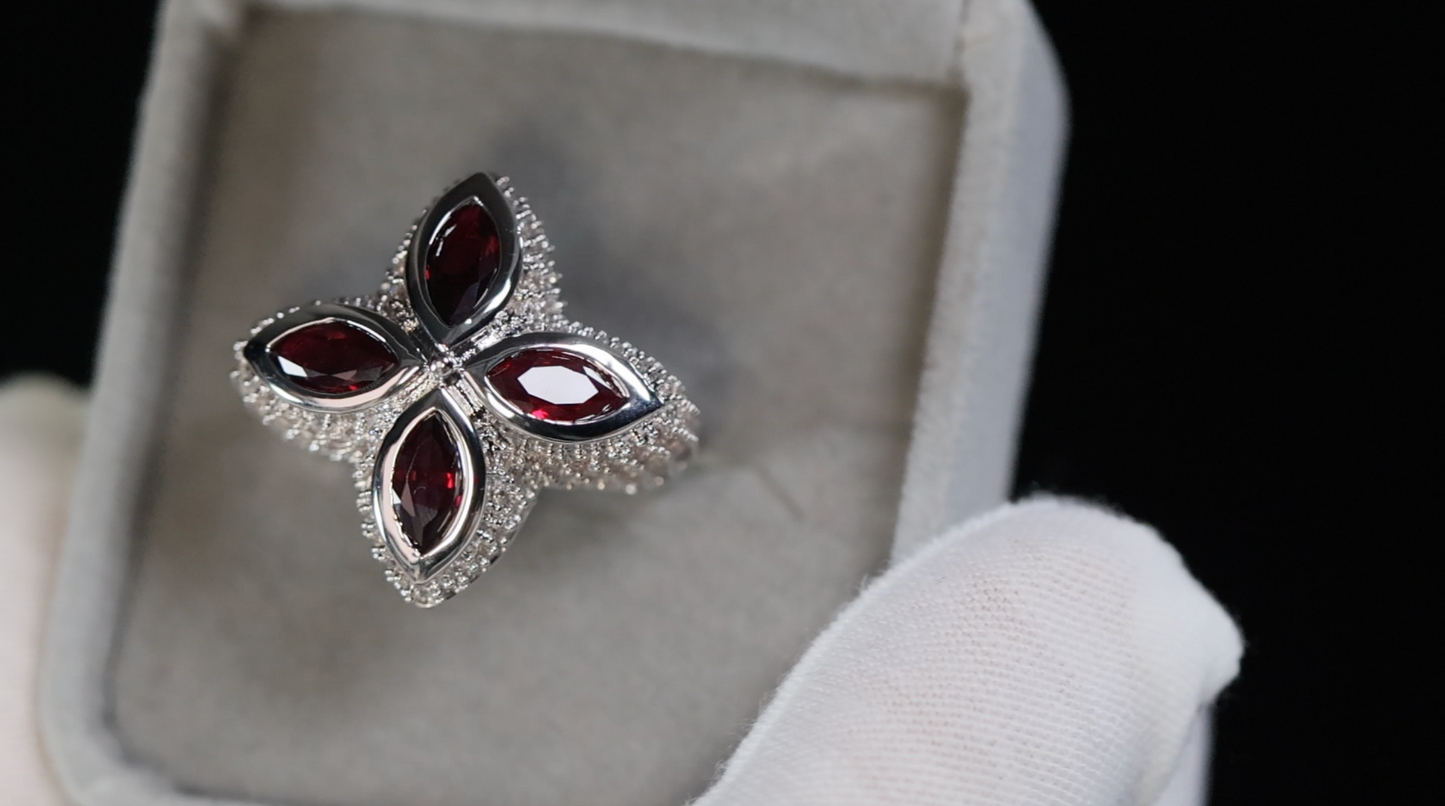 Men's Red Diamond Iced Out Ring