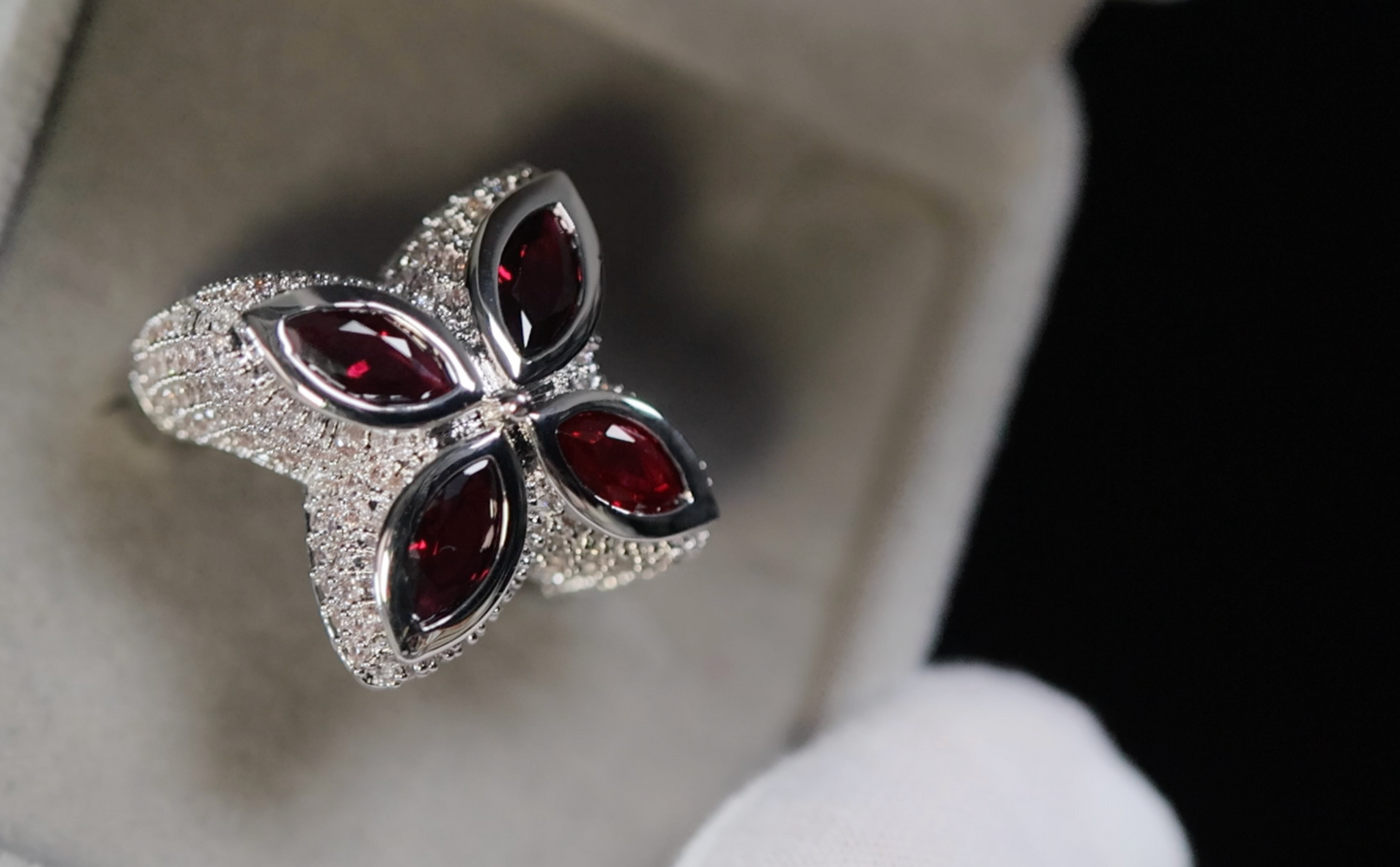 Men's Red Diamond Hip Hop Ring