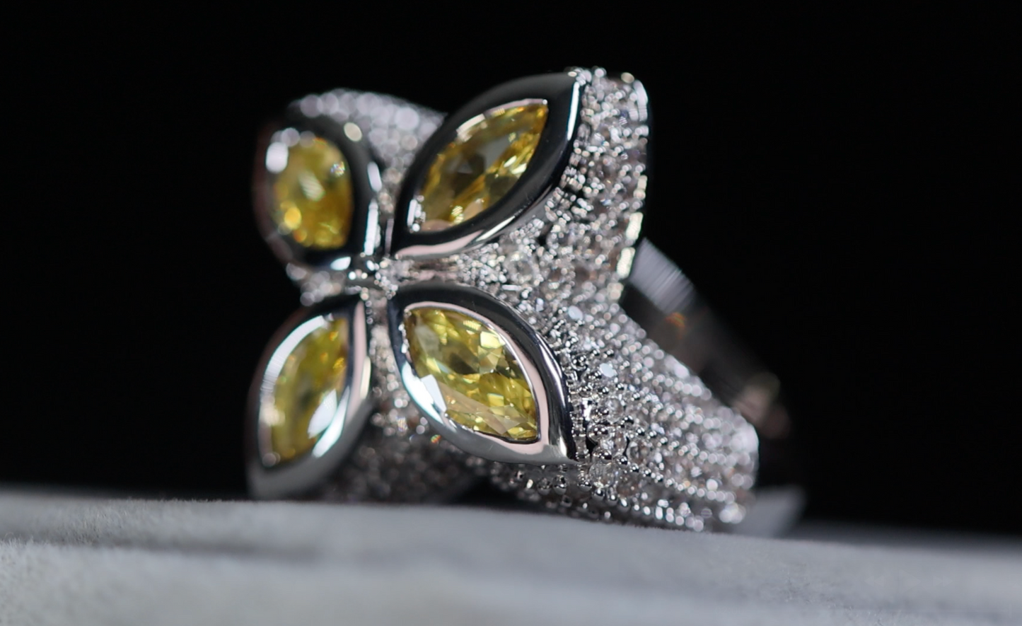 Men's Yellow Diamond Iced Out Ring
